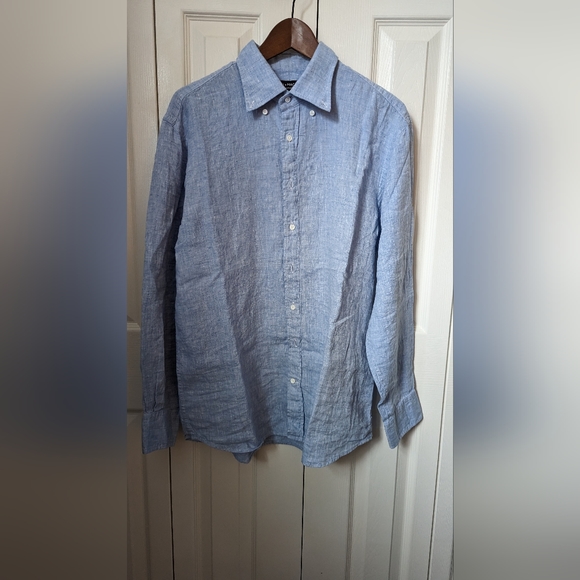 Spier & Mackay Shirts Spier Mackay Slim Blue Linen Shirt Poshmark